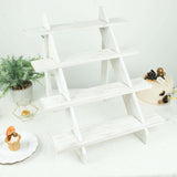 21inch Rustic Whitewashed 4-Tier Wooden Ladder Shelf Cupcake Stand