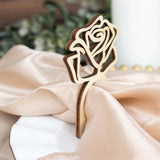 10 Pack | 4inch Natural Wood Laser Cut Rose Design Rustic Napkin Rings