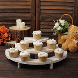 Set of 3 | Rustic Whitewashed Half Moon 3-Tier Wooden Cupcake Stands