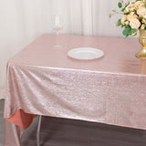 60x126inch Rose Gold Shimmer Sequin Dots Polyester Tablecloth, Wrinkle Free Sparkle Glitter