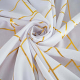 54"x54" White Polyester Square Tablecloth With Gold Foil Geometric Pattern