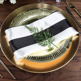 5 Pack | Black & White Striped Satin Cloth Dinner Napkins | 20x20Inch