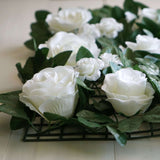 3 Sq ft. | Easy-Install White Silk Rose Flower Mat Wall Panel Backdrop