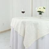 72x72Inch Ivory Accordion Crinkle Taffeta Table Overlay, Square Tablecloth Topper