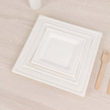 50 Pack | 10inch White Biodegradable Bagasse Square Party Plates, Disposable Sugarcane Dinner Plates