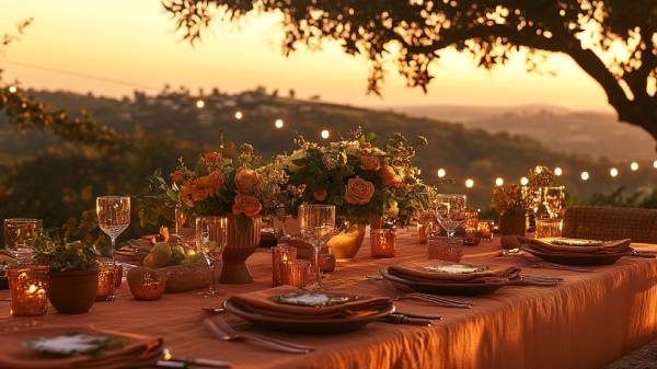 summer tablescape-  sunset orange