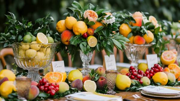summer wedding table- fruits