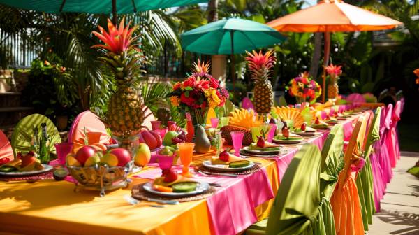 summer wedding table- tropical