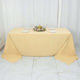 90x132inch Champagne 200 GSM Seamless Premium Polyester Rectangular Tablecloth