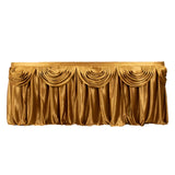 14ft Gold Pleated Satin Double Drape Table Skirt