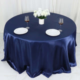 132inch Navy Blue Seamless Satin Round Tablecloth