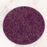 6 Pack Purple Glitter Acrylic Charger Plates with Gold Abstract Lines Pattern