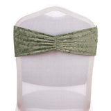 5 Pack Sage Green Premium Crushed Velvet Chair Sash Bands, Decorative Wedding Chair Sashes#whtbkgd