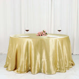 132inch Champagne Seamless Satin Round Tablecloth