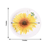 25 Pack | Sunflower 7inch Dessert Appetizer Paper Plates, Disposable Party Plates