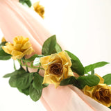 6ft | Gold Artificial Silk Rose Garland UV Protected Flower Chain