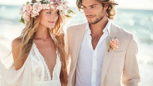 sunset beach wedding- attire