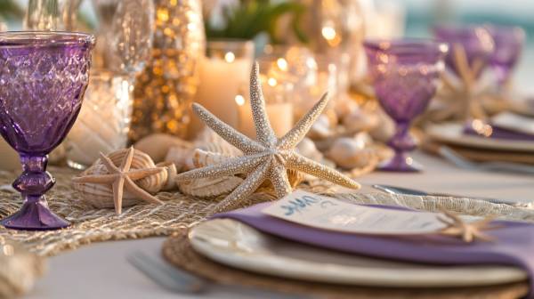 sunset beach wedding- tablescape