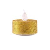 12 Pack | Glitter Flameless Candles LED | Tea Light Candles - Gold | Tablecloths Factory