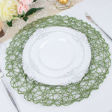 6 Pack | 15inch Olive Green Paper Fiber Woven Placemats, Round Table Mats