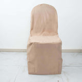 Nude Polyester Banquet Chair Cover, Reusable Stain Resistant Slip On Chair Cover