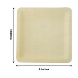 25 Pack | 9inch Eco Friendly Poplar Wood Square Dinner Plates, Disposable Picnic Plates