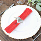 5 Pack | Red Accordion Crinkle Taffeta Cloth Dinner Napkins