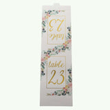 25 Pack White Gold Wedding Table Numbers With Peony Flowers and Foil Numbers Print