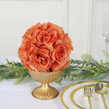 2 Pack 7inch Terracotta Rust Artificial Silk Rose Kissing Ball, Faux Flower Ball