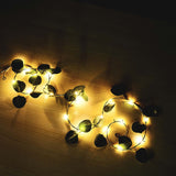 7ft 20 LED Green Silk Eucalyptus Leaf Garland Vine String Lights, Warm White Battery Operated