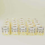 25 Pack White Metallic Gold Wedding Table Numbers With French Toile Floral