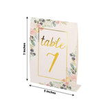 25 Pack White Gold Wedding Table Numbers With Peony Flowers and Foil Numbers Print