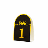 25 Pack Black Arch Table Numbers Tent Cards with Metallic Gold Foil 1-25 Numbers Print#whtbkgd