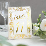 25 Pack White Metallic Gold Wedding Table Numbers With French Toile Floral