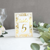 25 Pack White Metallic Gold Wedding Table Numbers With French Toile Floral