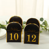 25 Pack Black Arch Table Numbers Tent Cards with Metallic Gold Foil 1-25 Numbers Print