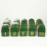 25 Pack Hunter Emerald Green Arch Table Numbers Tent Cards with Metallic Gold Foil