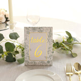 25 Pack White Sage Green Wedding Table Numbers in French Toile Floral and Gold Foil Numbers Print