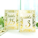 25 Pack White Metallic Gold Wedding Table Numbers With French Toile Floral