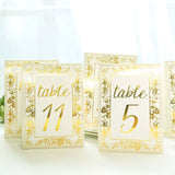 25 Pack White Metallic Gold Wedding Table Numbers With French Toile Floral