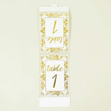 25 Pack White Metallic Gold Wedding Table Numbers With French Toile Floral