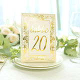 25 Pack White Metallic Gold Wedding Table Numbers With French Toile Floral