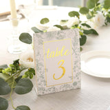 25 Pack White Sage Green Wedding Table Numbers in French Toile Floral and Gold Foil Numbers Print