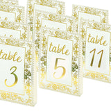 25 Pack White Metallic Gold Wedding Table Numbers With French Toile Floral#whtbkgd