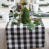 Buffalo Plaid Table Runner | Black / White | Gingham Polyester Checkered Table Runner