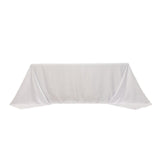 90x132inch white Seamless Lamour Satin Rectangle Tablecloth for 6 Foot Table