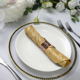 5 Pack | Gold Accordion Crinkle Taffeta Dinner Napkins | 20x20Inch