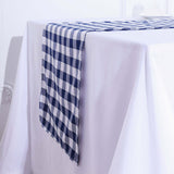 Buffalo Plaid Table Runner | Navy / White | Gingham Polyester Checkered Table Runner