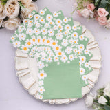 20 Pack Sage Green Daisy Flower Paper Beverage Napkins, Disposable Cocktail Napkins