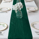 12x108inch Accordion Crinkle Taffeta Table Runner, Elegant Linen Runner - Hunter Emerald Green